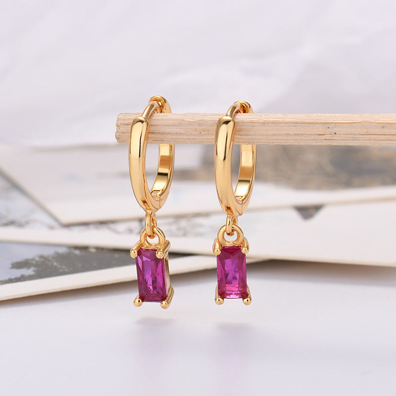 Sier Needle Export Sale Rectangular Color Earrings
