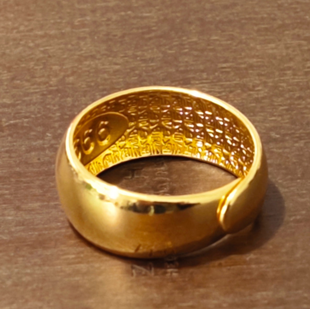 Men's Imitation Gold Wide Open Engraved Auspicious Pattern Domineering Plated Index Ring