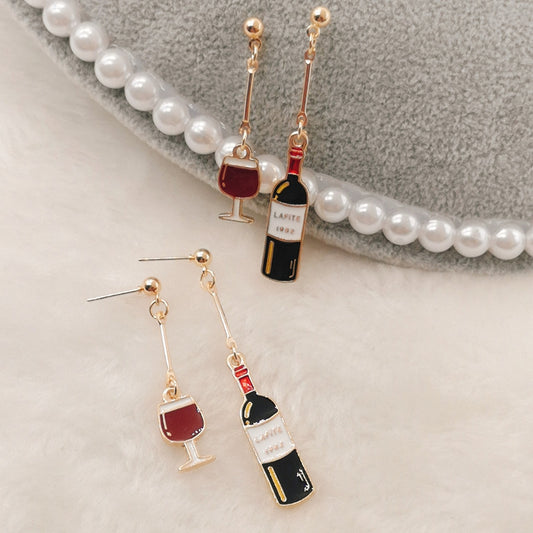 Enamel Wine Glass Red Mini Food Gifts Earrings