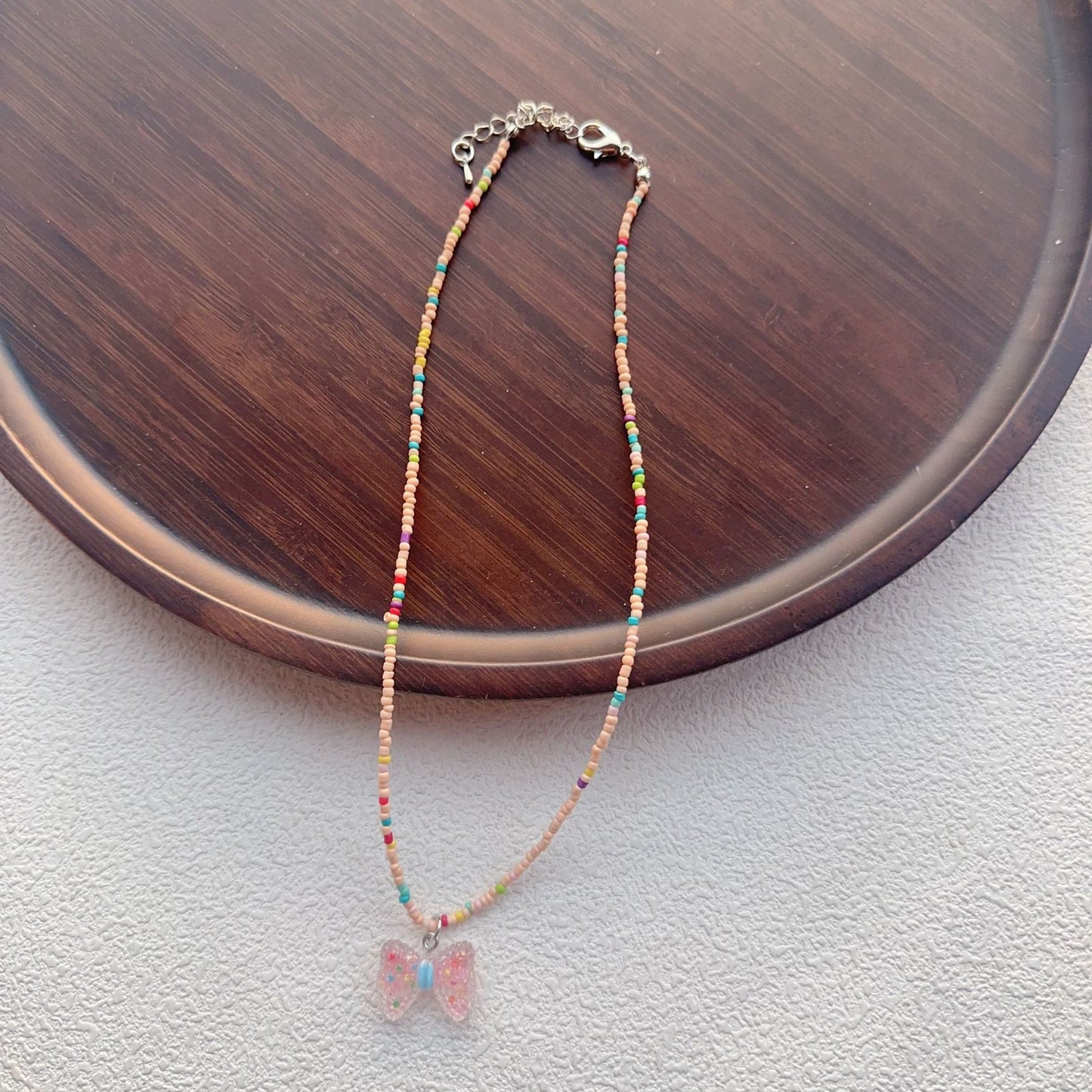Beaded For Cartoon Cute Bowknot Clavicle Chain Necklace
