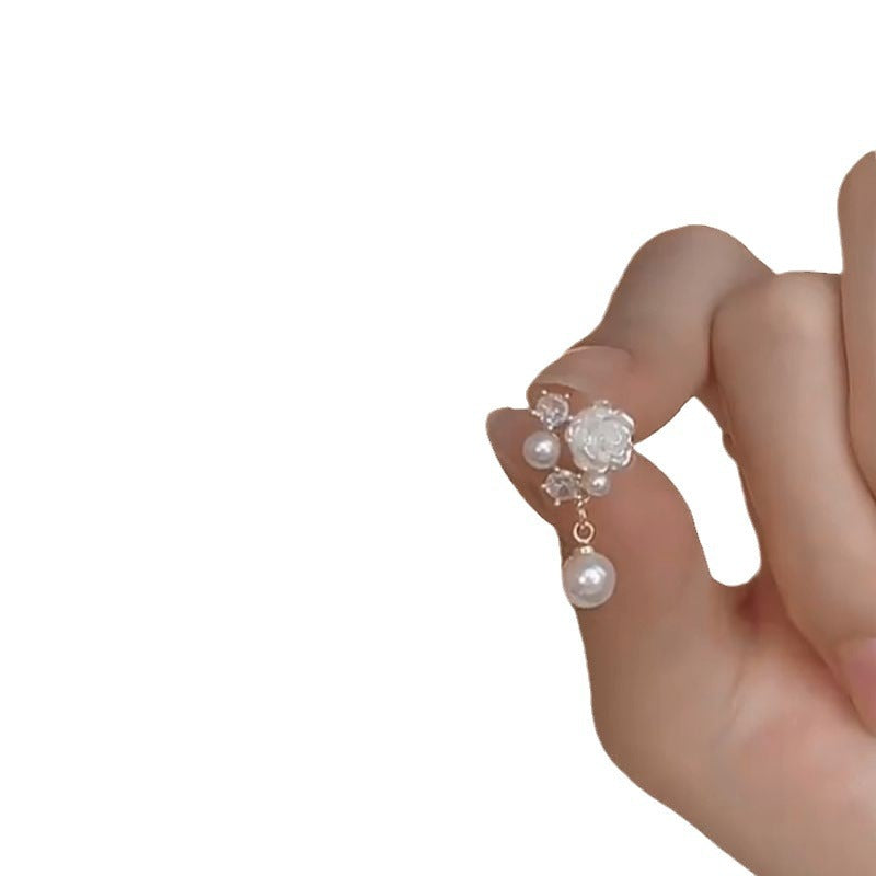 Camellia Sterling Sier Without Pierced Retro Flower French Style Temperament Rings