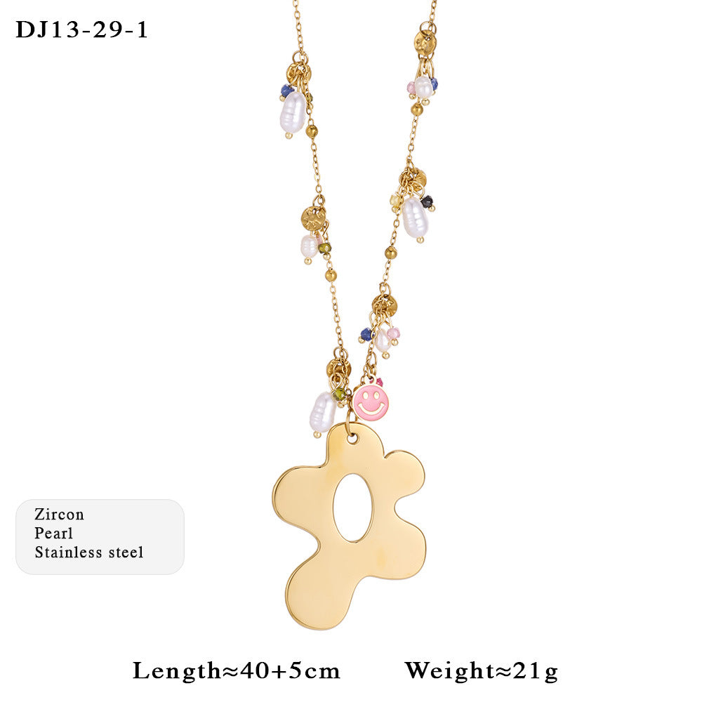 Stainless Steel Female Golden Fish Flower Color Necklace