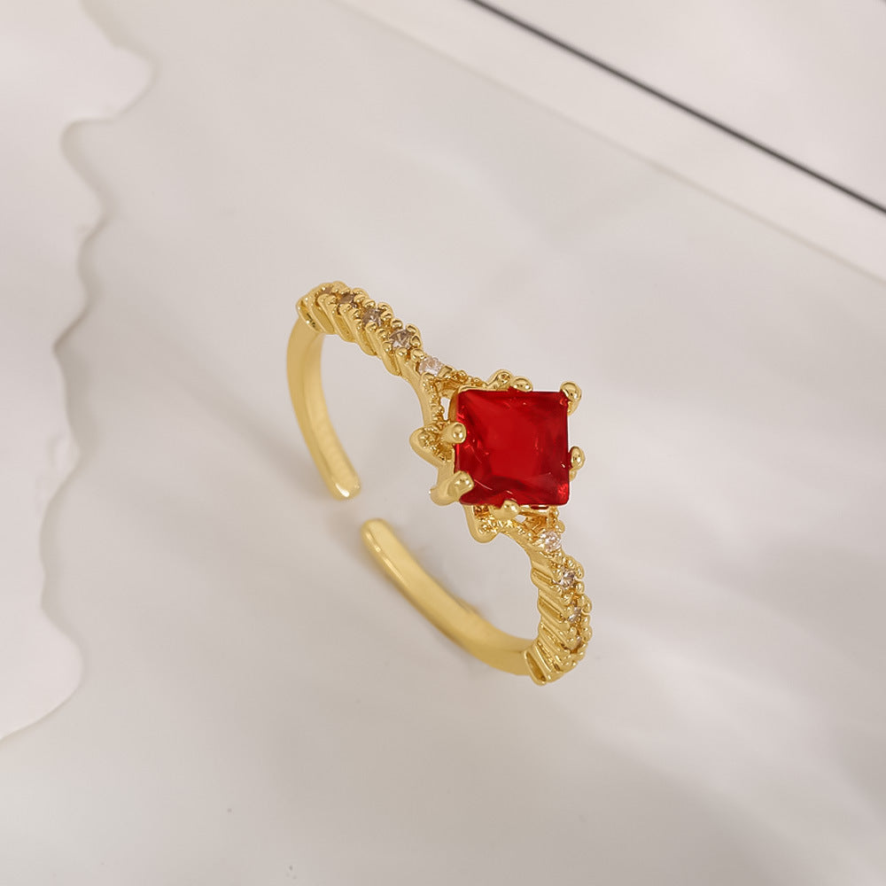 Women's Open-end Zircon Fashionable Classy Simple Cold Feeling Goddess Rings