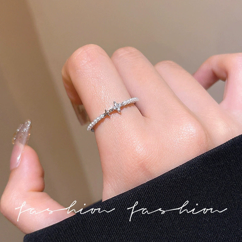 Pearl Zircon Butterfly Female Niche High-grade Light Luxury Couple Temperament Ring