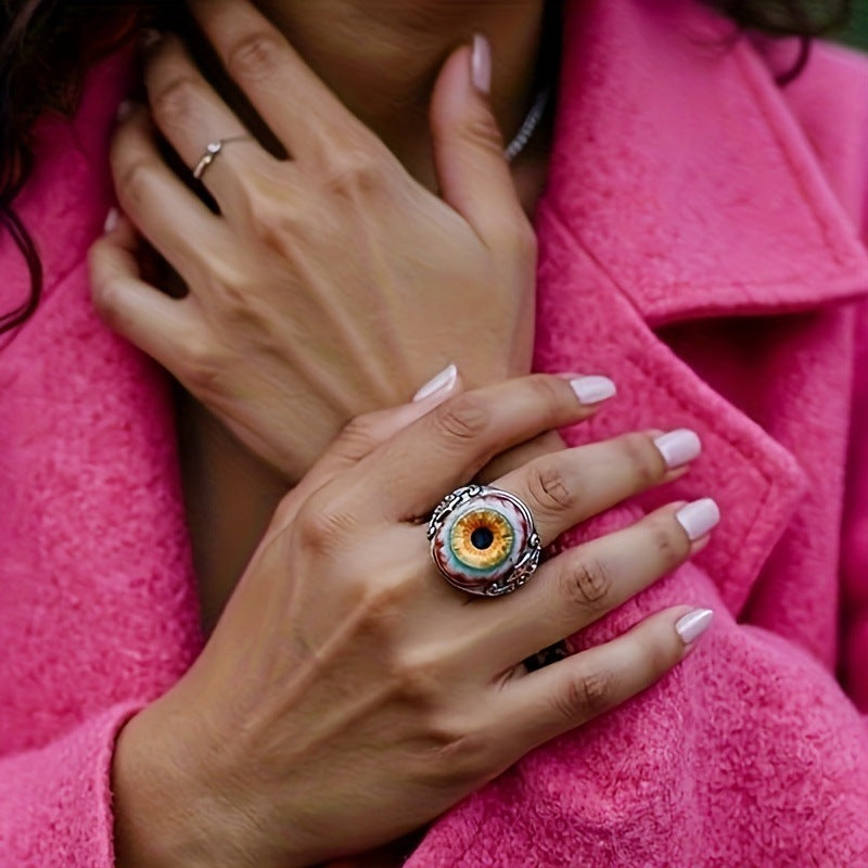 Exaggerated Realistic Red Eye Opening Domineering Retro Ring