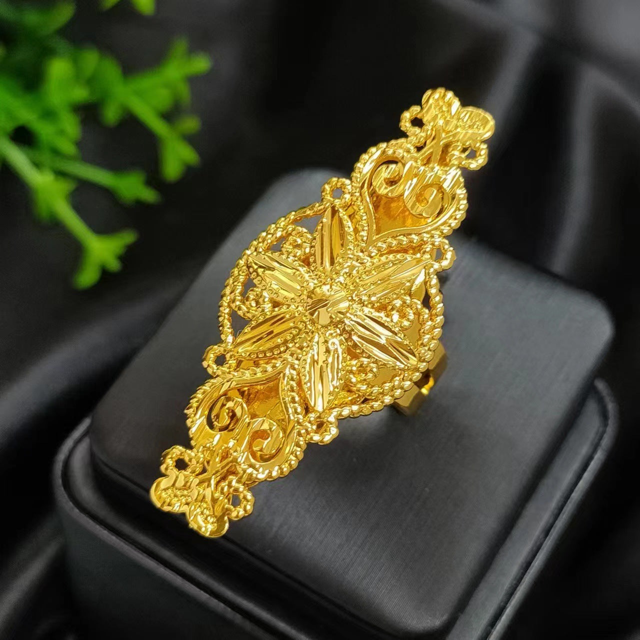 Women's Gold-plated Wheat Index Finger Does Not Fade Design Copper Ring
