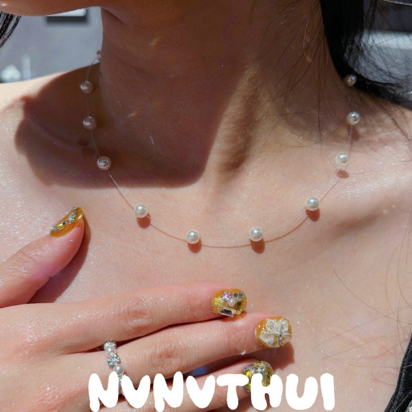 White Starry Pearl Birthday Gift Moonlight Smile Wedding Necklace