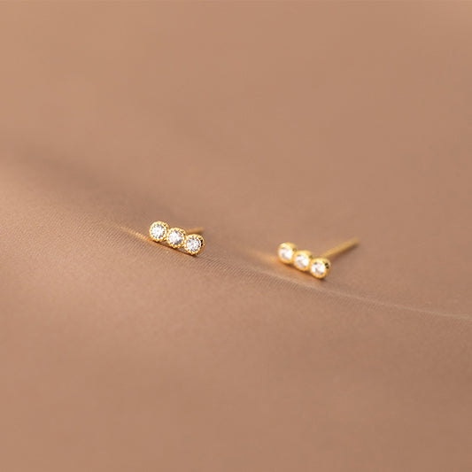 Lodge Sier Korean Style Simple Graceful Gang Drill Earrings