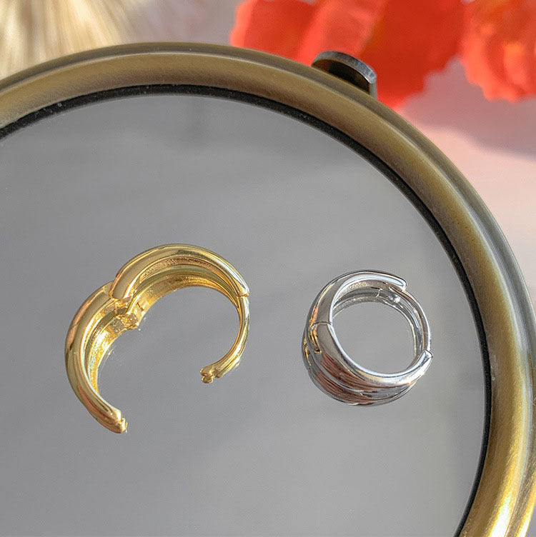 Sier Simple Cold Style Ear Trendy Stud Earrings