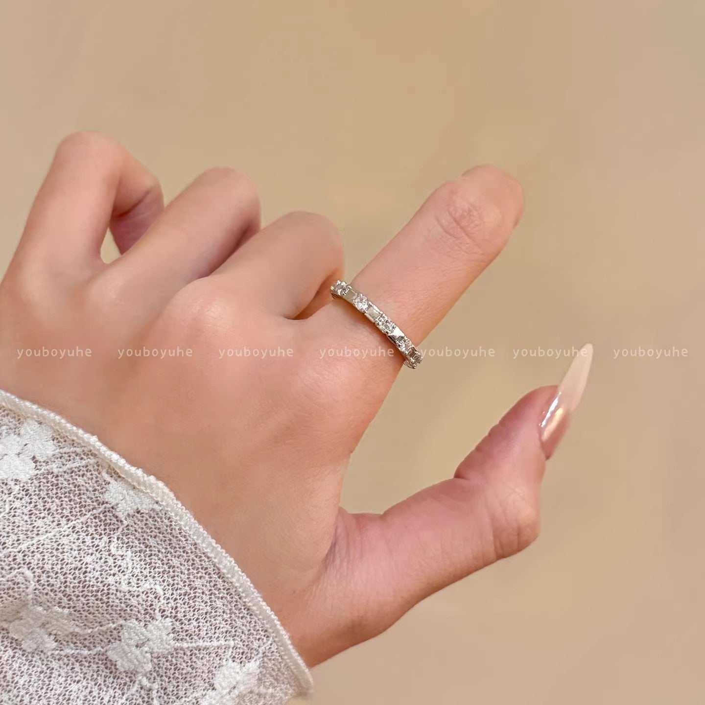 Women's Glazed Small Flower For Switchable Index Finger Niche Ring