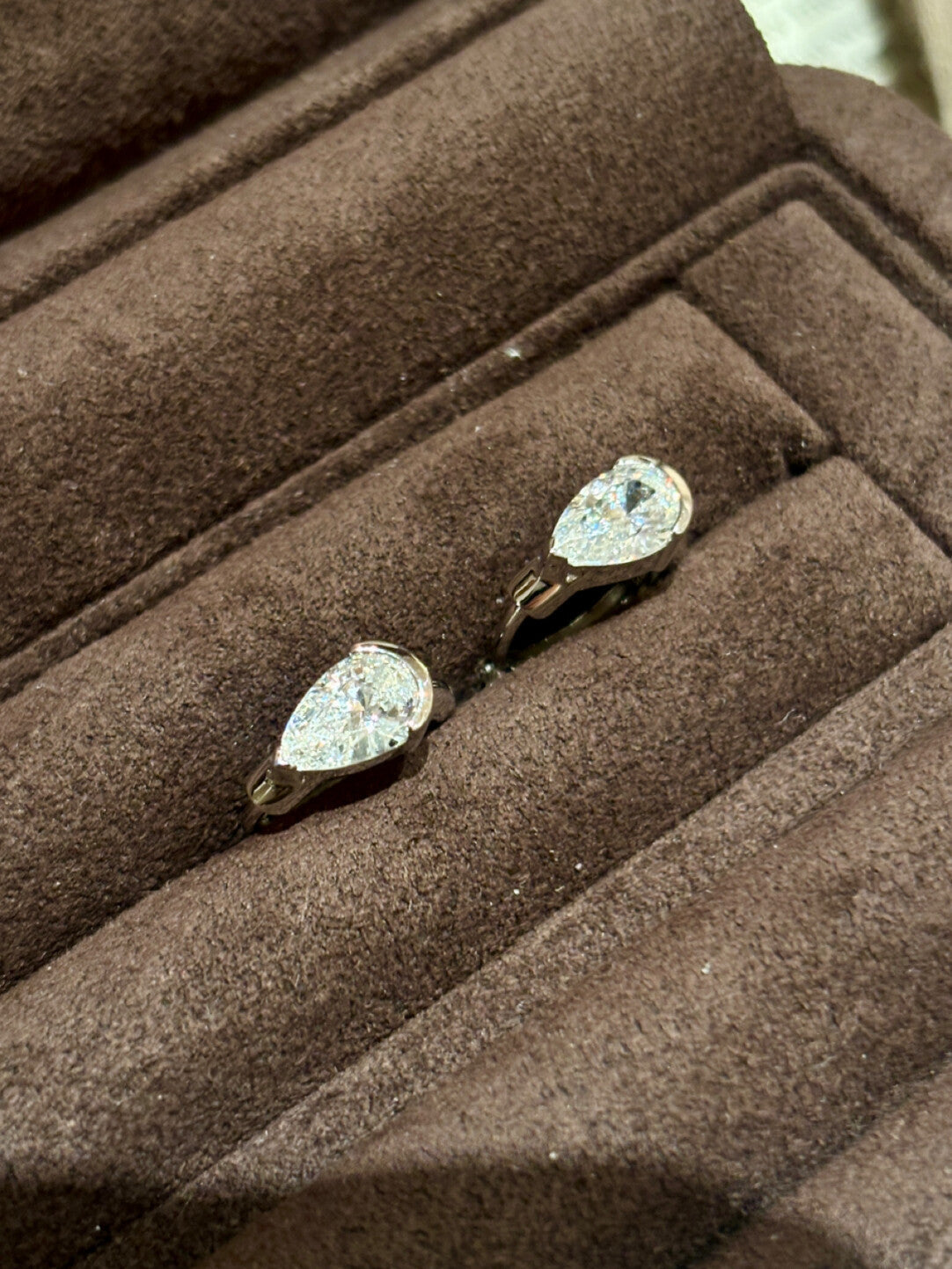 Star Ear Clip Drop-shaped Diamond Bezel Setting Stud Earrings