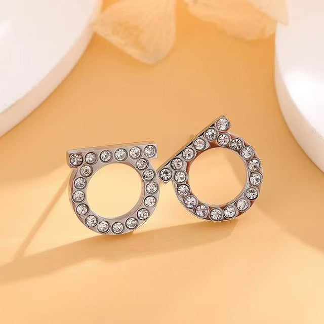 Stainless Steel Letter Light Luxury With Diamond Unisex Rings