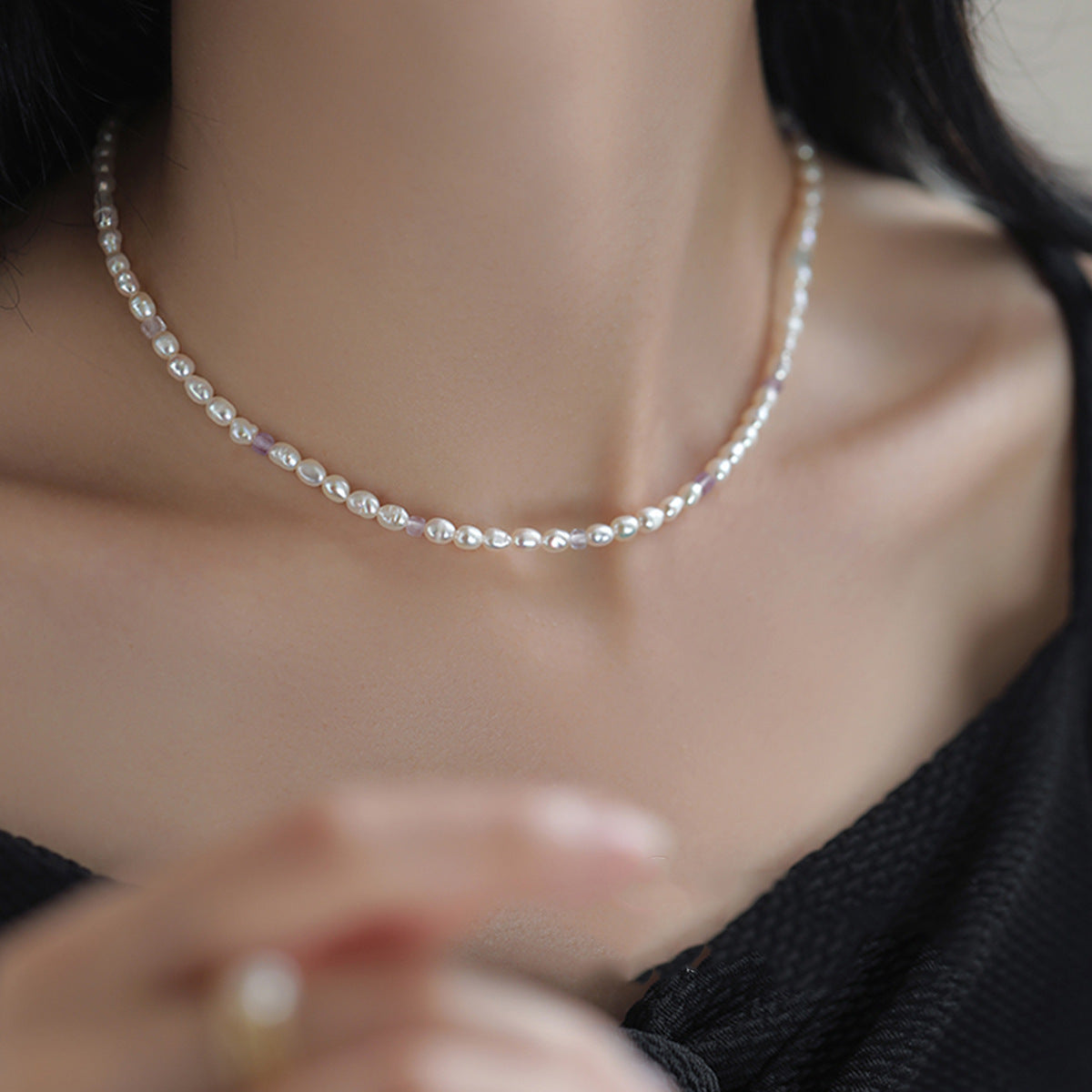 Women's Rice Grain Freshwater Pearl Simplicity Fashion Temperament Design Clavicle Chain Necklace