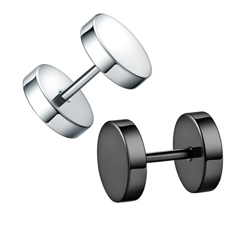 Barbell Fashion Trend Stainless Steel Thread Ear Earrings