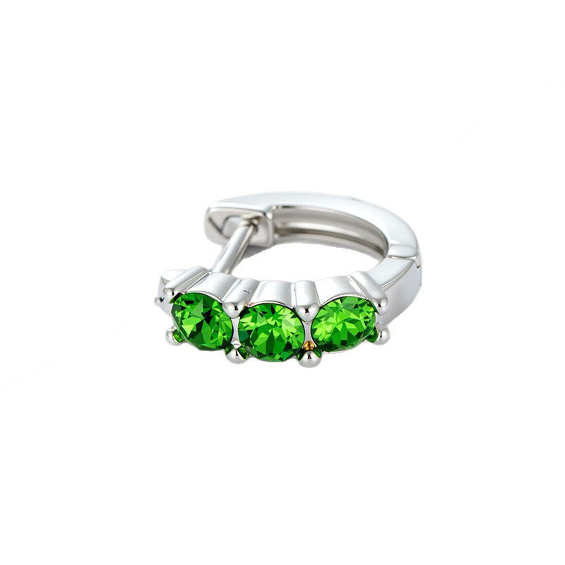 Zircon Candy Color Straight Needle Exquisite Clip Ear Buckle