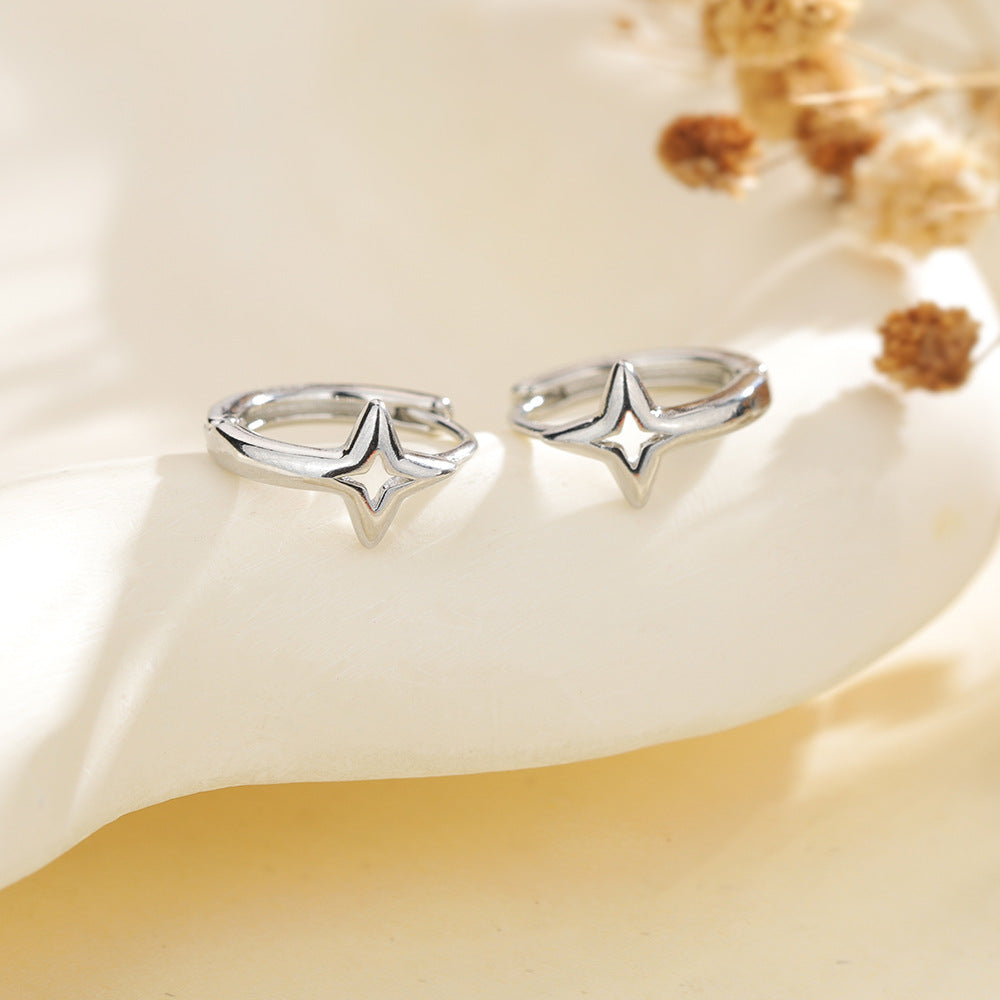 Twin Cold Street Unisex Style Everyday Joker Hollow Four Stars Ear Buckle
