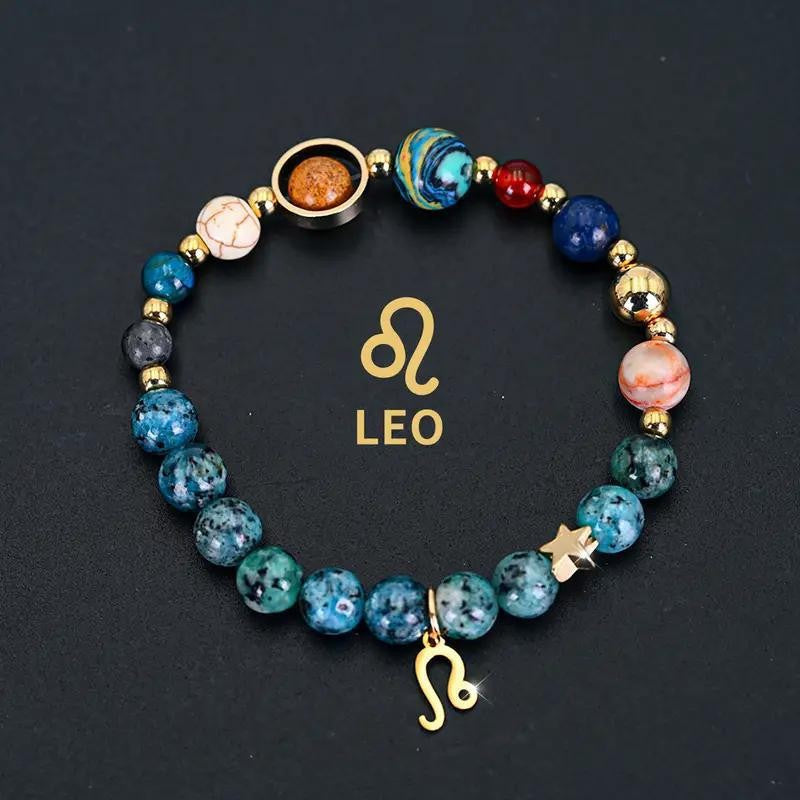 Planets Twee Constellations Natural Stone Blue Black Bracelet