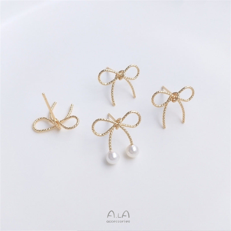 Gold-plated Color Retention Winding Bow Fashion Stud Earrings