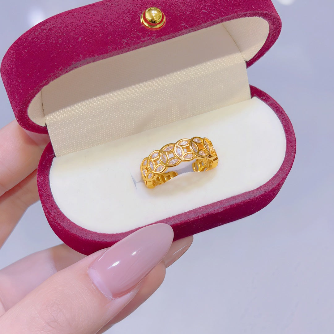 Women's Alluvial Gold Retro Affordable Luxury Design Brass Plated Fashion Ring
