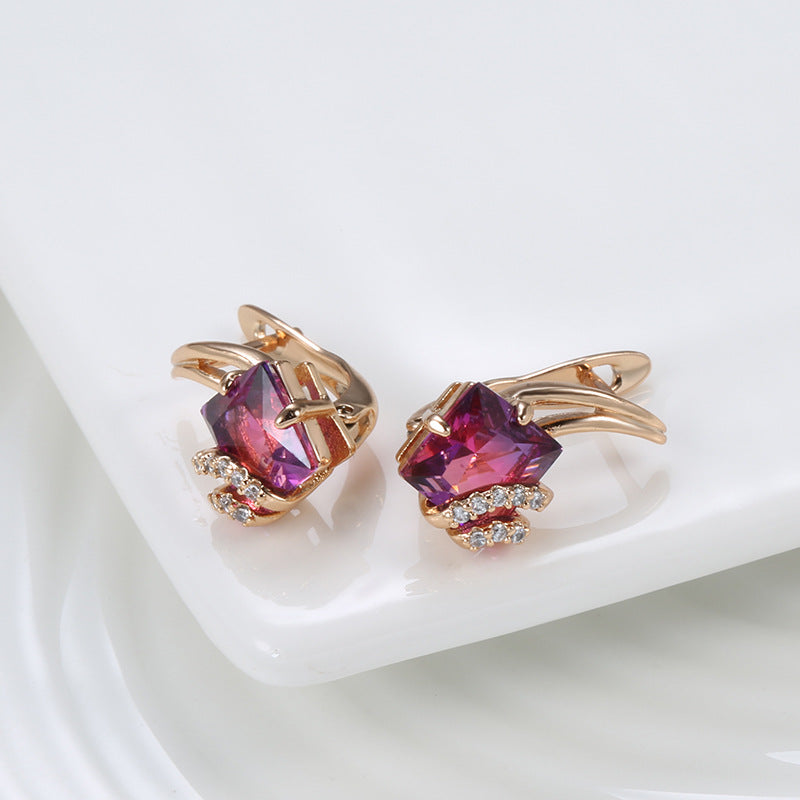 Women's Fashion Zircon Creative Popular Rose Gold Square Rings
