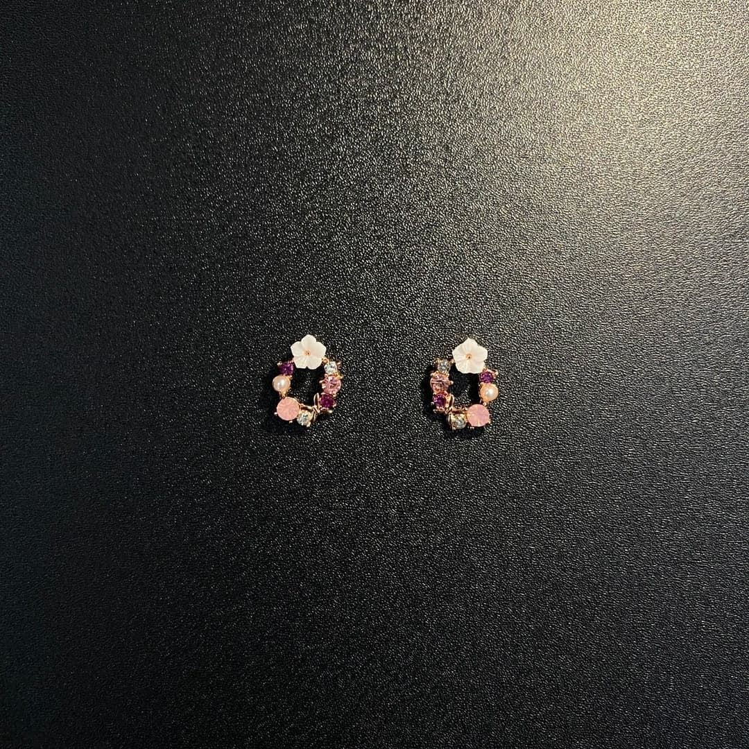 Unique Vintage Pink Geometric Sweet Flowers Earrings