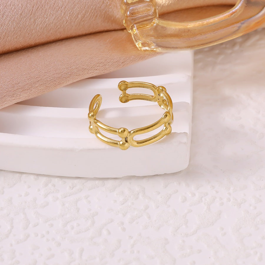 Popular Titanium Steel Female Irregular With Personality Style Simple Ring