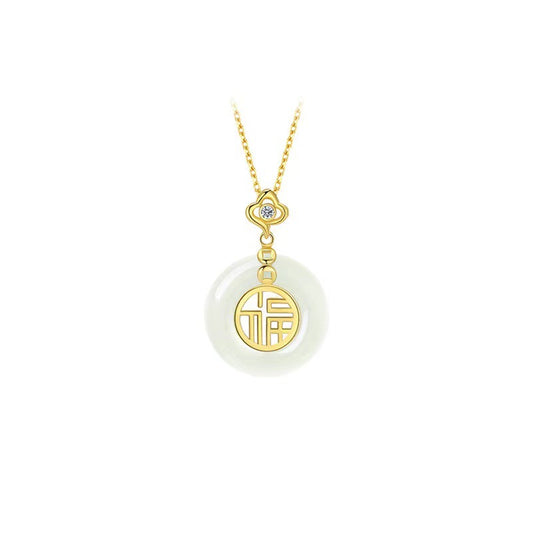 Women's Peace Buckle Jade Retro Style Light Luxury Necklaces