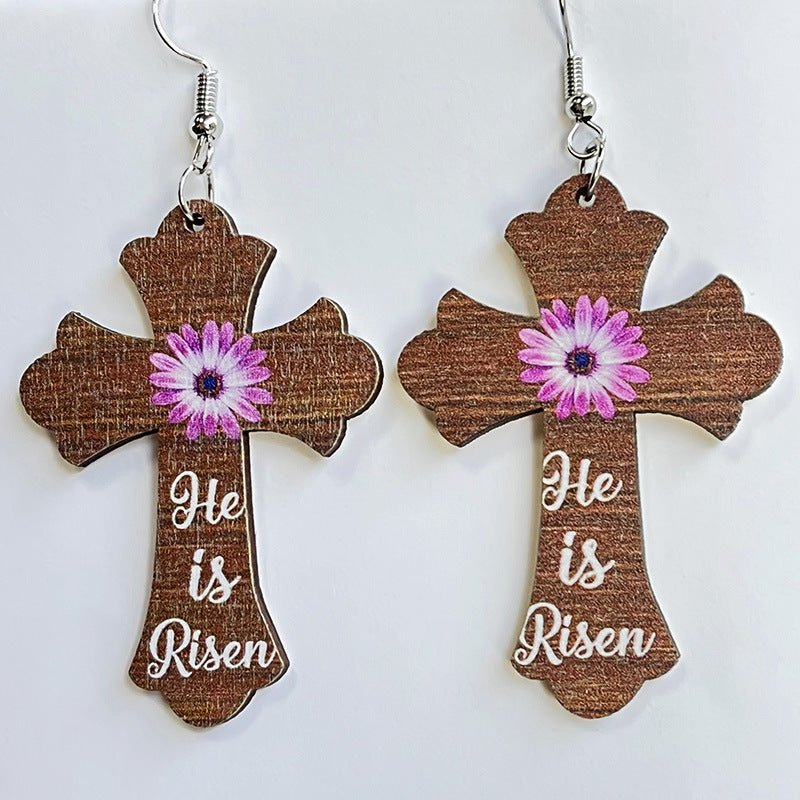 Children's Easter Ladies Cute Mushroom Cross Rabbit Earrings