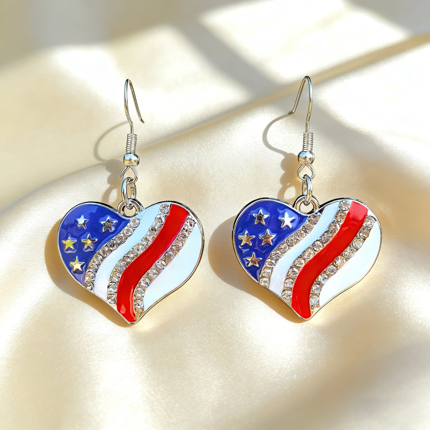 Independence Day Flag Love Five-pointed Star Earrings