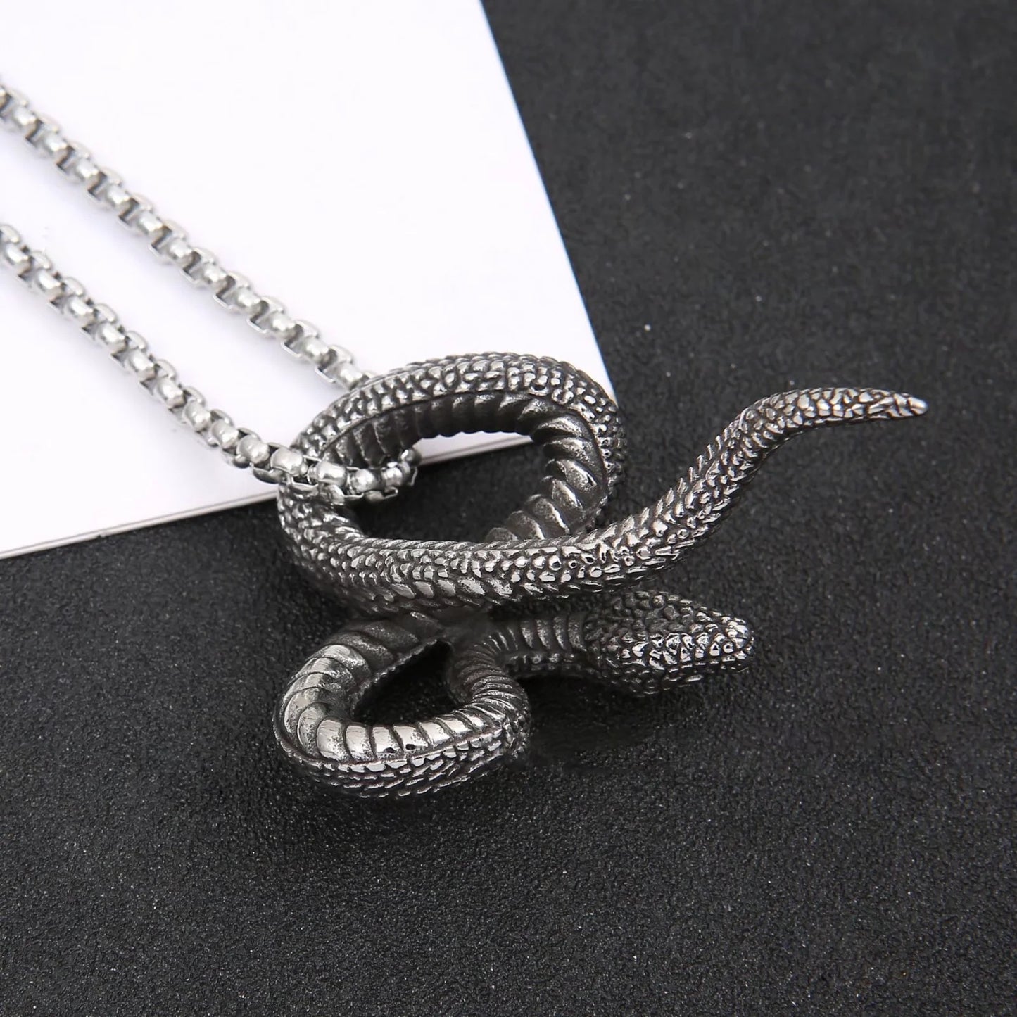 Men's Retro Creative Design Snake-shaped Stainless Steel Personalized Pendants