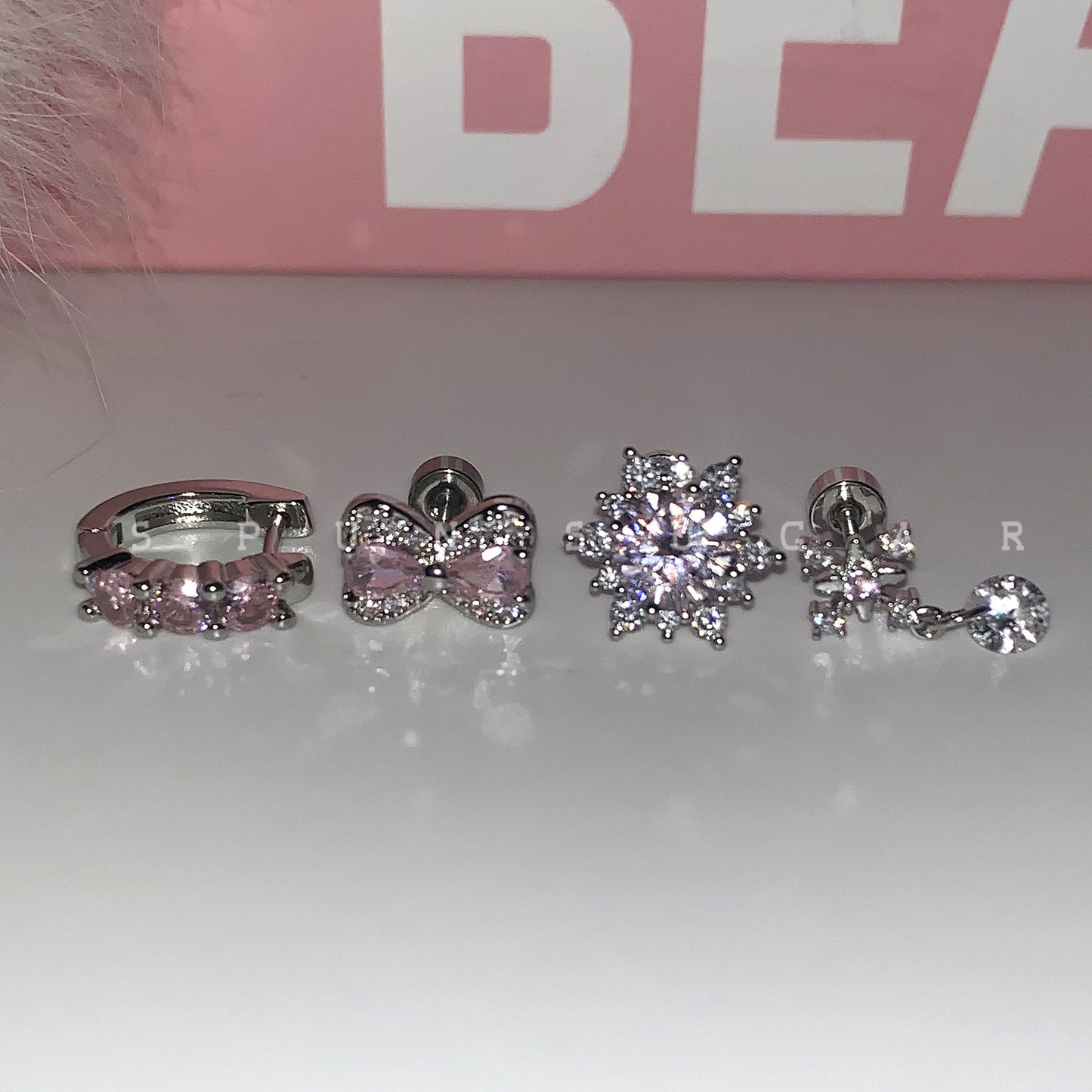 Full Diamond Snowflake Ear Bone Small Stud Earrings