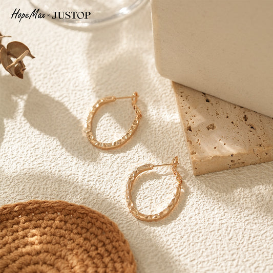Fashion Retro Oval Hammered Simple Niche Earrings