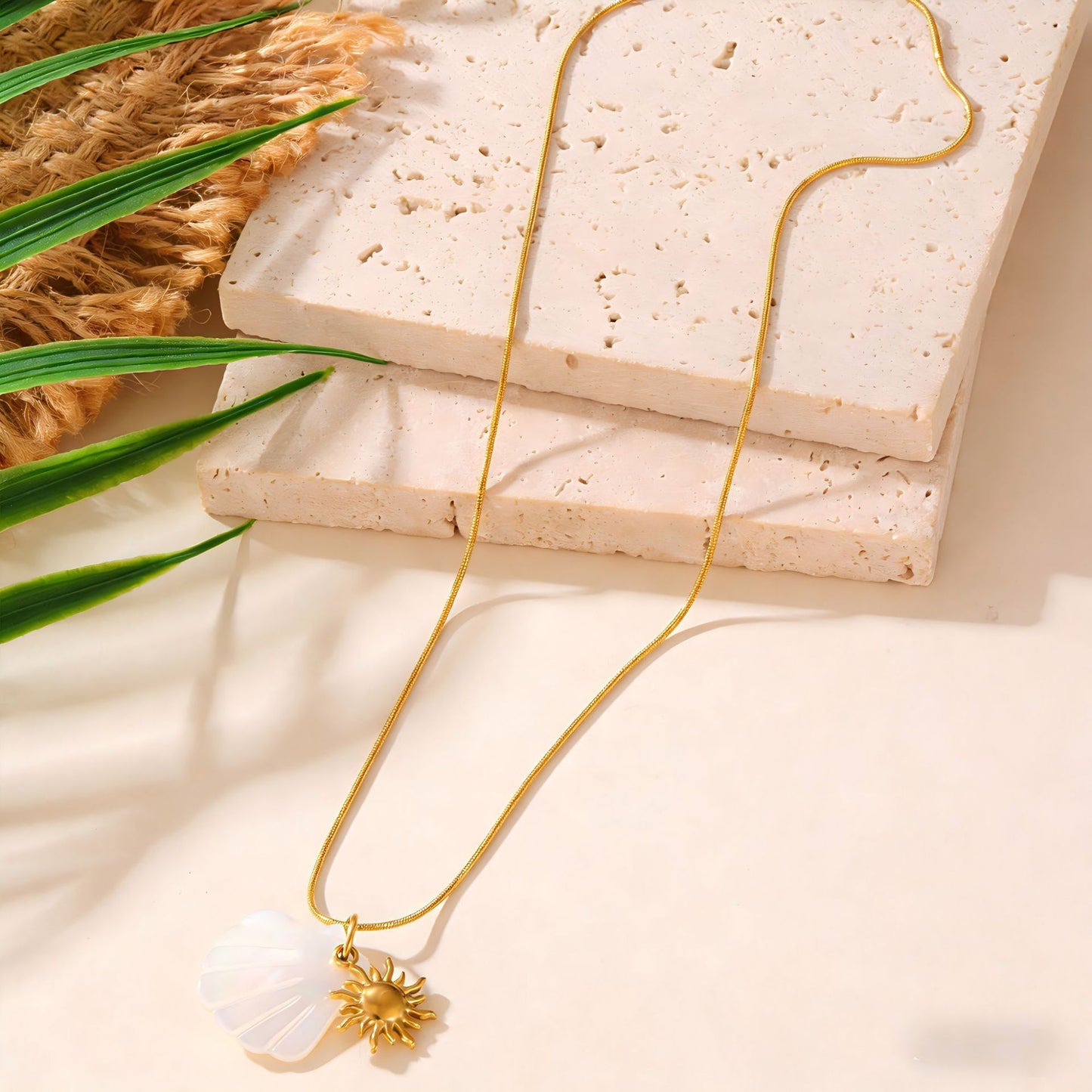 Ocean Female Vacation Style Seahorse Starfish Scallop Clavicle Chain Gold Necklace