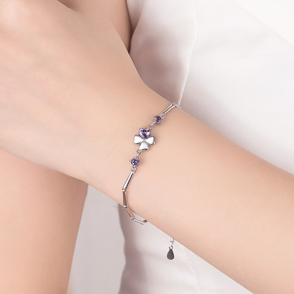 Women's Style Fashion Sier Plated Lucky Leaf Bracelets