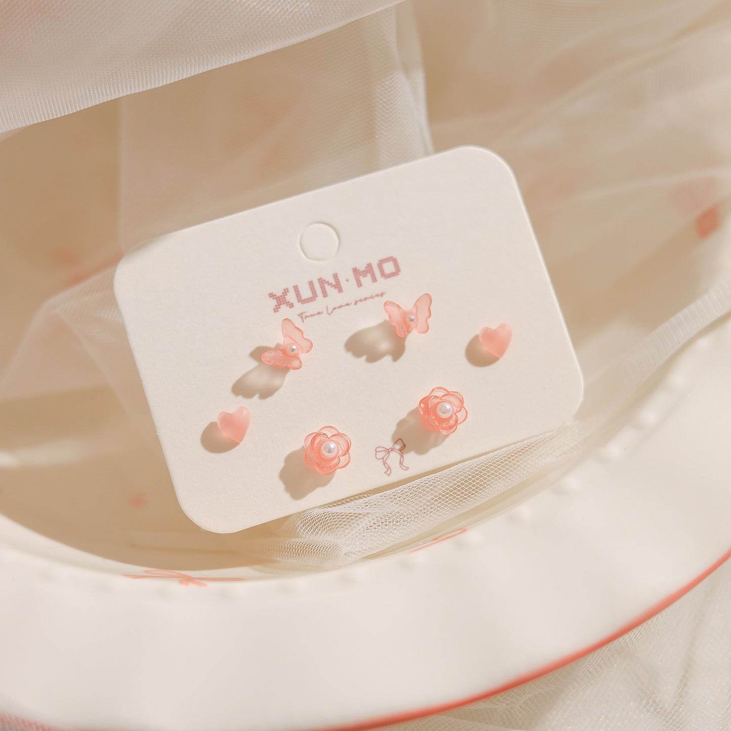 Female Pink Biological Porcelain Pin Ear Sensitive Skin Essential Stud Earrings