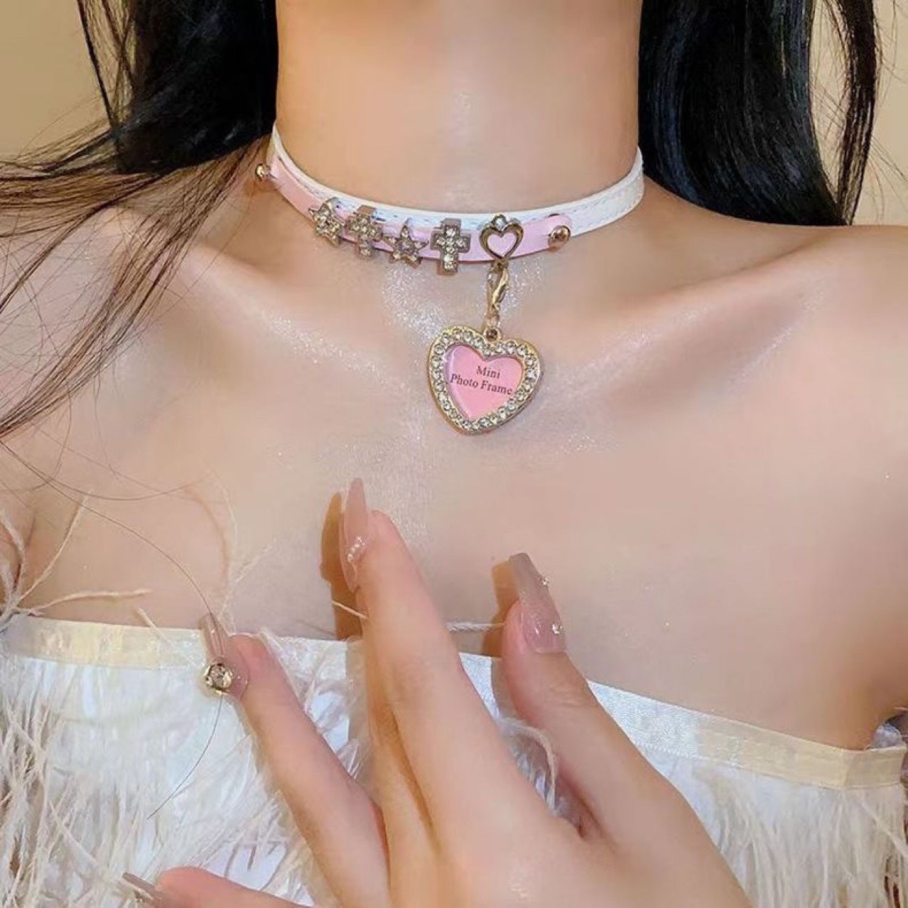White Color Stars Heart Hot Asian Necklace