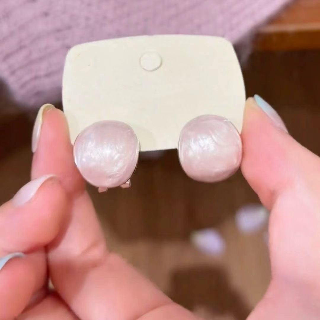Women's Retro Pink Drip Glazed Semicircle Ear Clip Simple Unique Design Rings