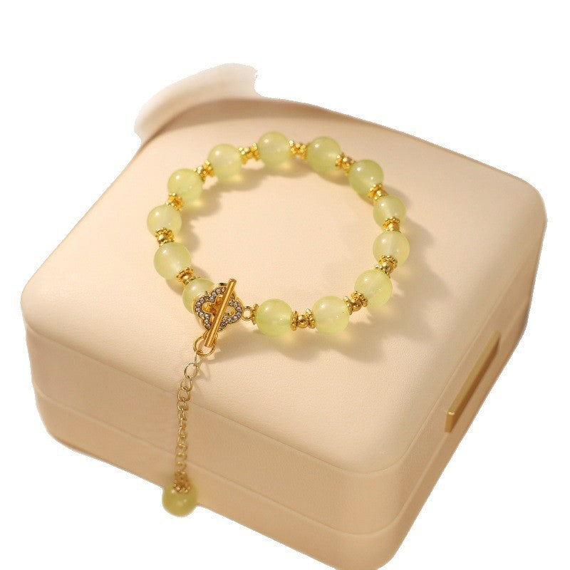 Women's & Men's Fresh Imitation Crystal Bead Good-looking Tassel Woven Hand Strap Bracelets
