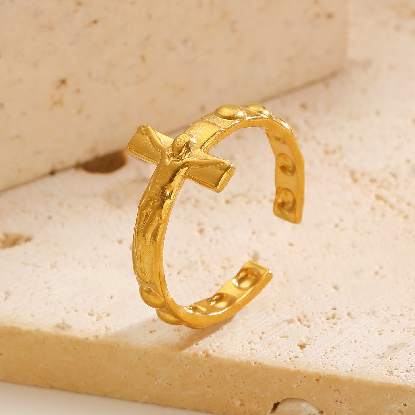 Cross Stainless Steel Female Unisex Crucified Ring