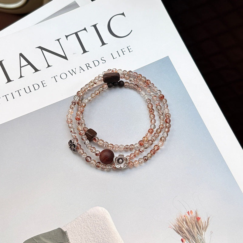 Beauty Of Flowers Black Gold Super Three Circle Crystal Female Bracelet