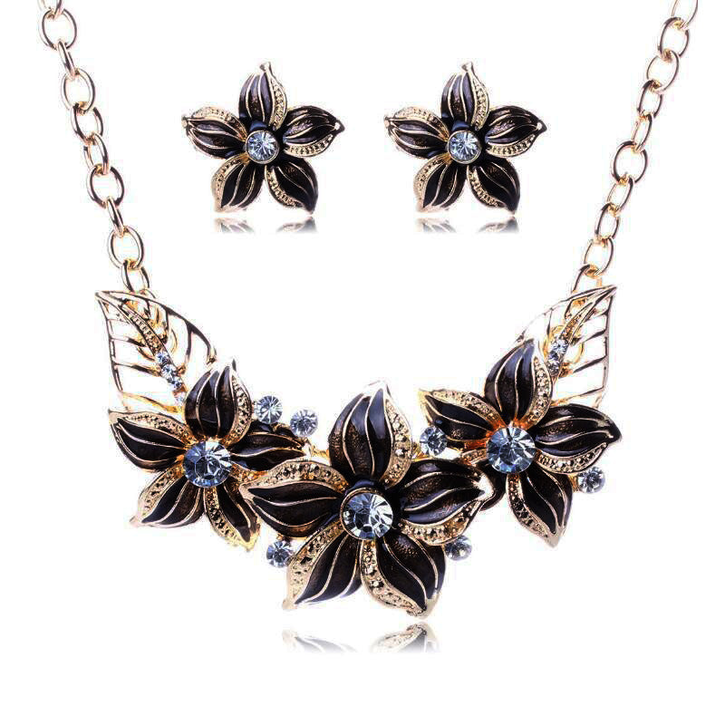 Women's Suite Splendid Diamond Geometric Crystal Flowers Jewelry Set
