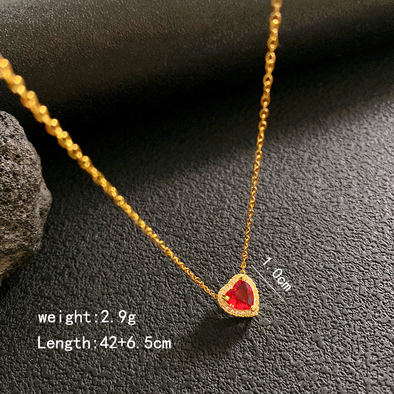 Small Heart Female Titanium Steel Light Necklace