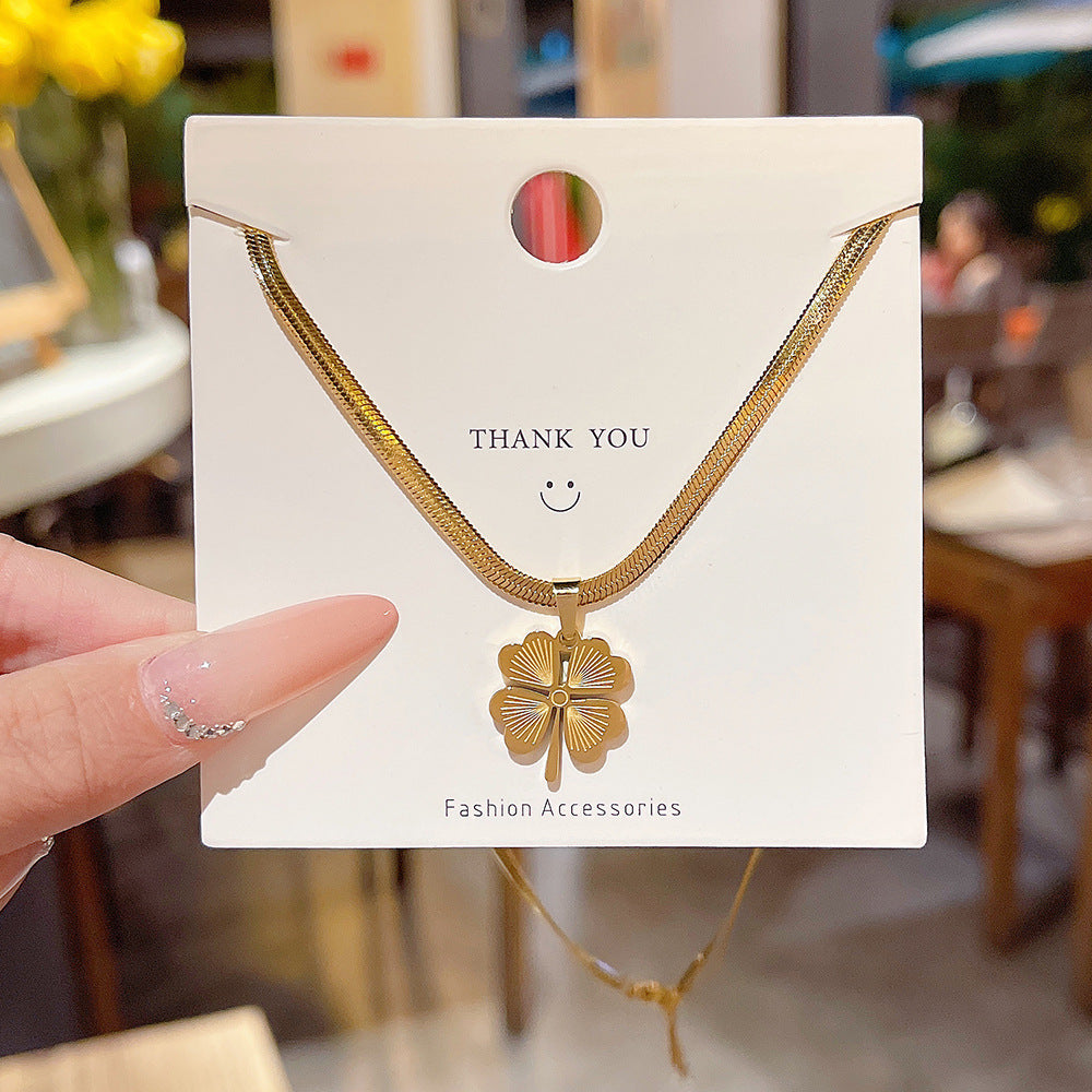 Female Summer Temperament Wild Titanium Steel Clavicle Necklaces