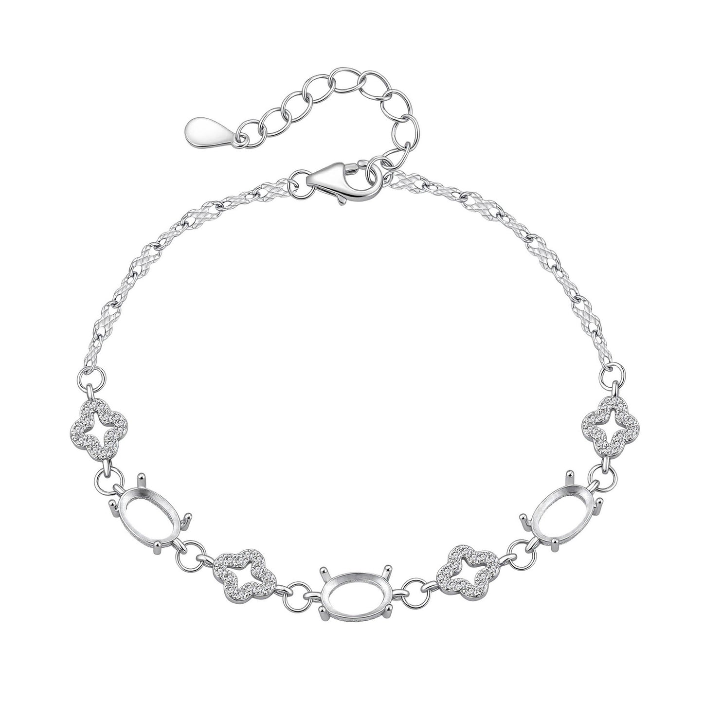 Sier Cool Wind Chinese Style Four-leaf Flower Auspicious Cloud Bracelet