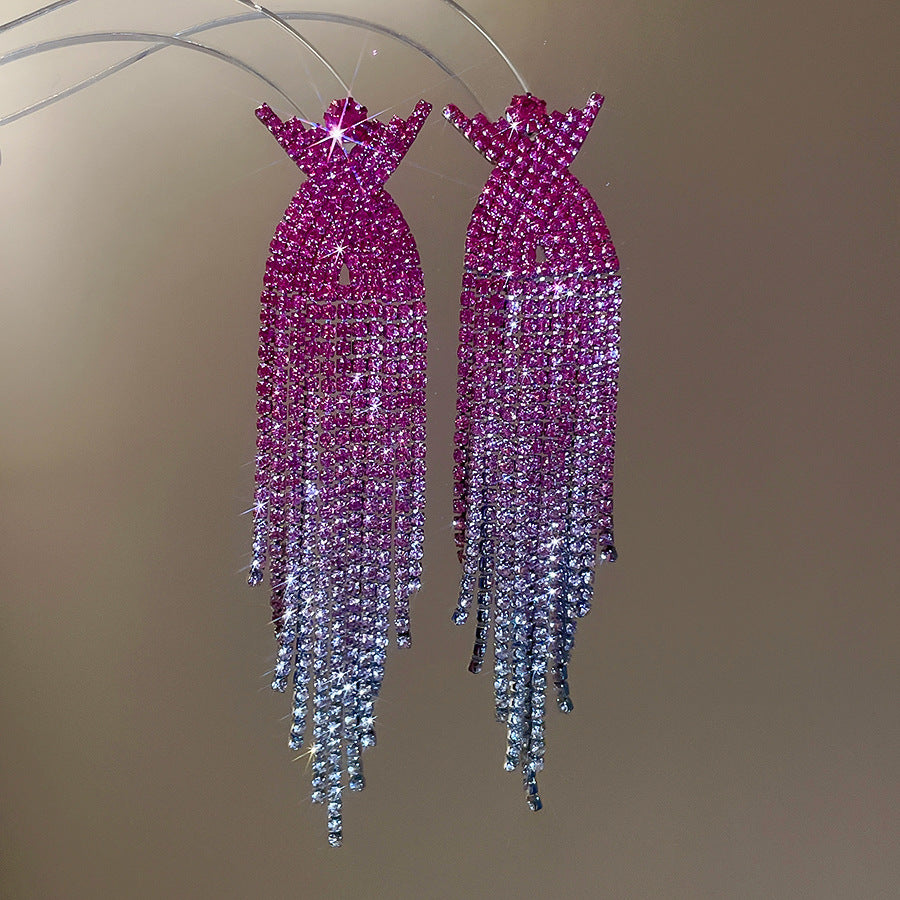 Women's Sier Diamond Tassel Light Luxury High-grade Simple Rings