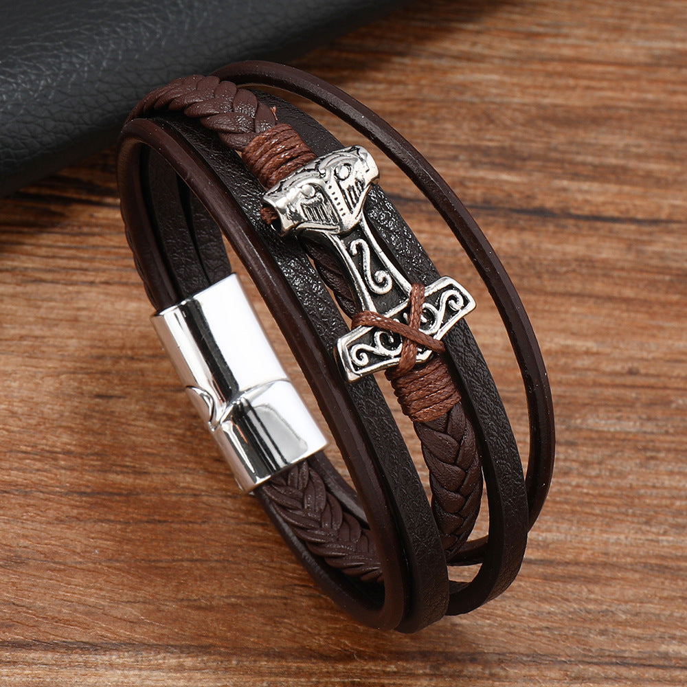 Men's Vintage Alloy Quake Hand-woven Magnetic Buckle Bracelets