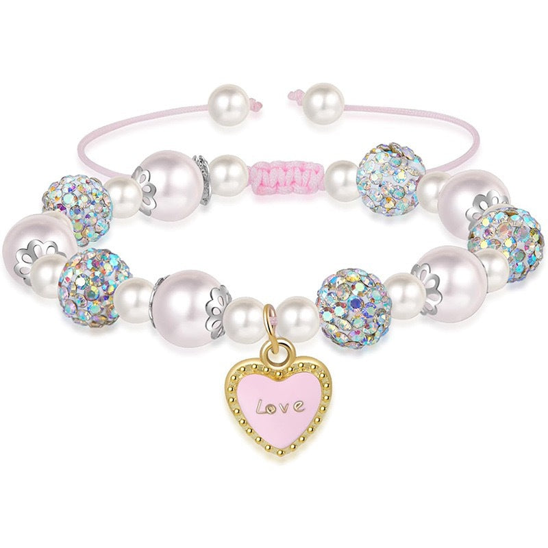 Fashionable Rhinestone Pearl Alloy Love Butterfly Bracelet