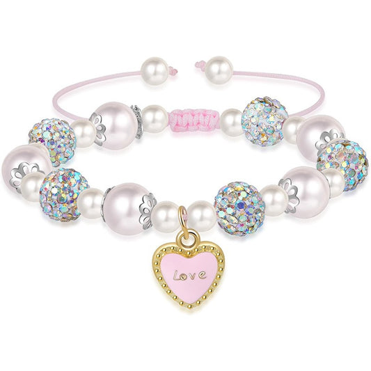 Fashionable Rhinestone Pearl Alloy Love Butterfly Bracelet