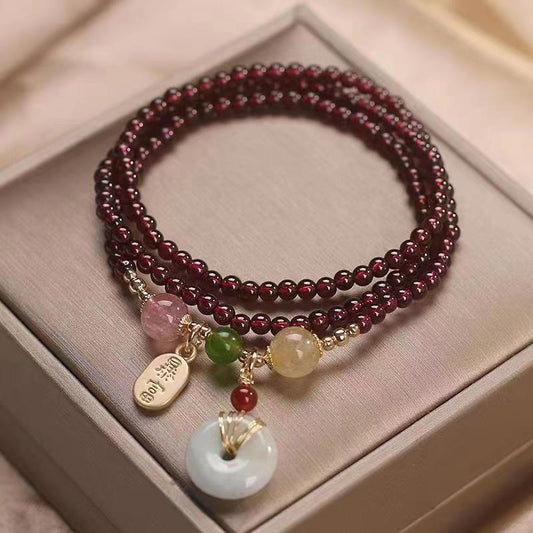 Garnet Female Light Luxury Simplicity Safety Buckle Lucky Bracelet
