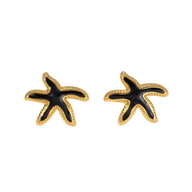 Women's Style Dripping Starfish Stainless Steel Light Luxury Temperament Stud Earrings
